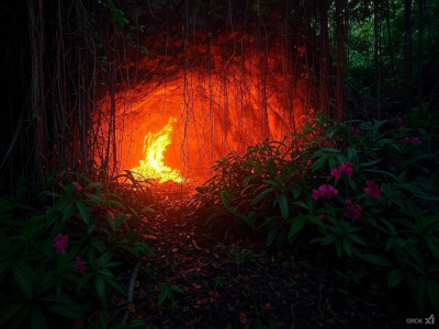 Cave of Flames entrance burning