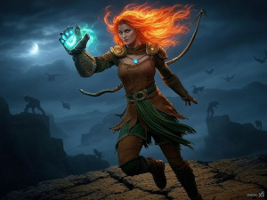 Gauntlet of Storms glowing in Aria's hand