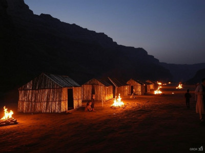 Thriving Enclave with rebuilt huts